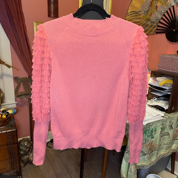 Sea New York pink wool sweater w/ ruffle sleeves Size M Very good condition - Picture 2 of 5